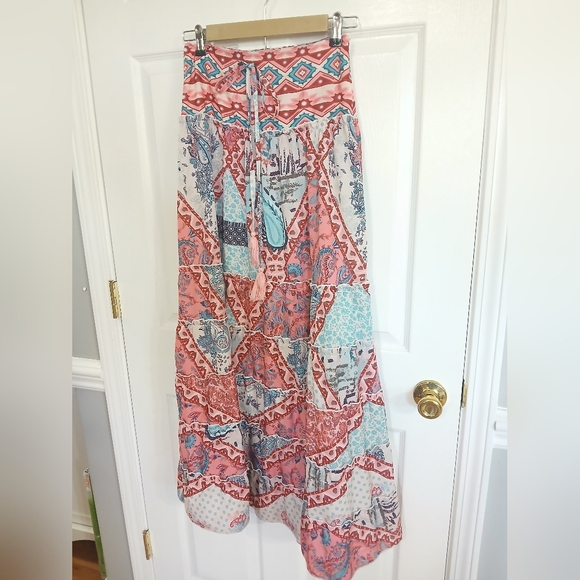 hekka Dresses & Skirts - Patchwork Tiered Maxi Skirt Size Small Cottage Fairy Whimsical Boho Festival